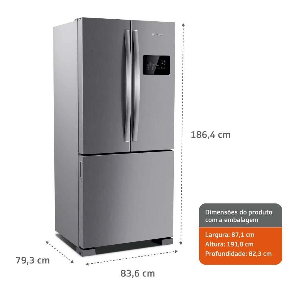 Refrigerador Side Inverse Multidoor Frost Free Inverter 554L Inox