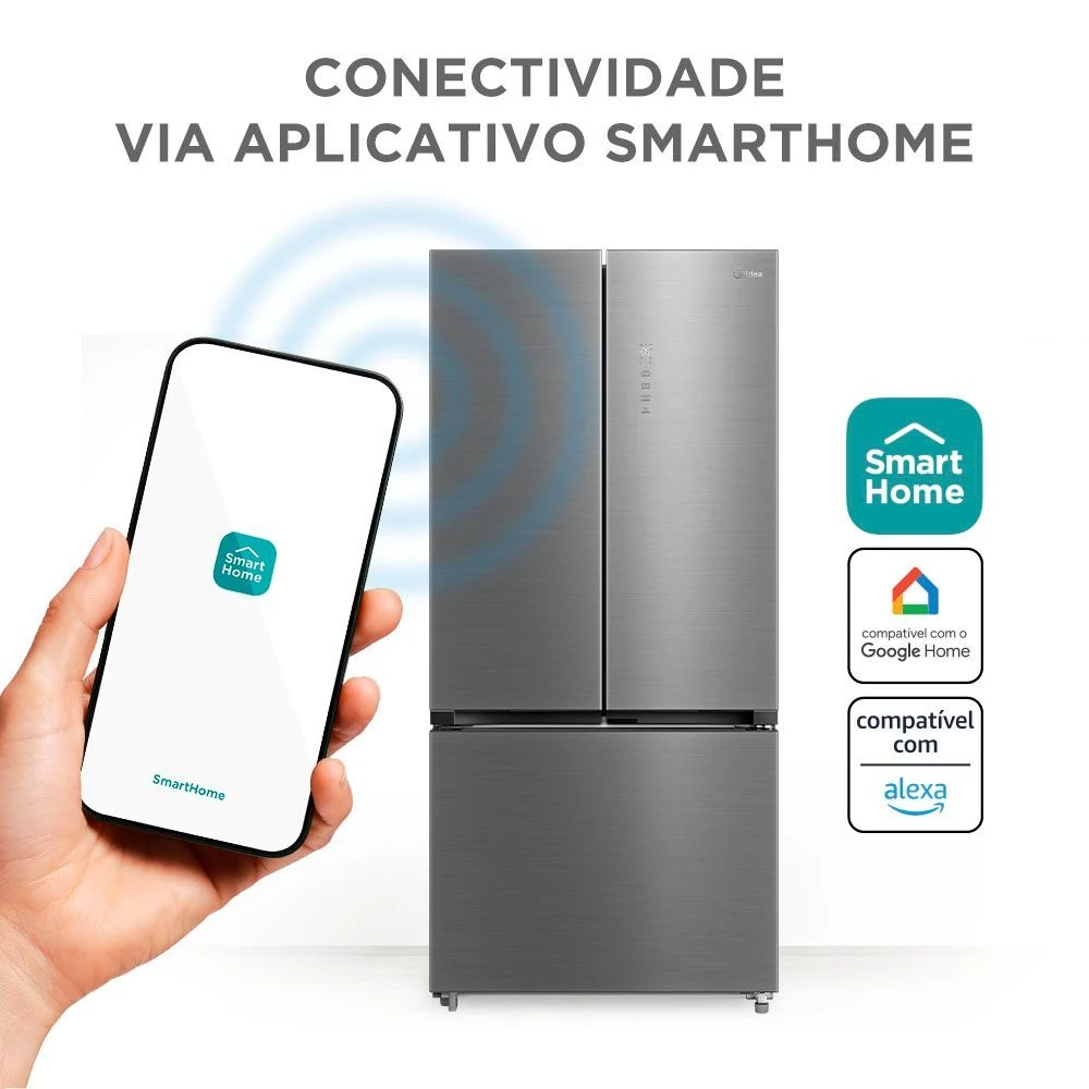 Refrigerador Midea Multidoor 672L Frost Free Inverter Inox Bivolt
