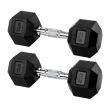 Par Halteres 8kg + 8kg Dumbbell Sextavado Emborrachado Pegada Cromada Gallant (GDB08F3B-PT)